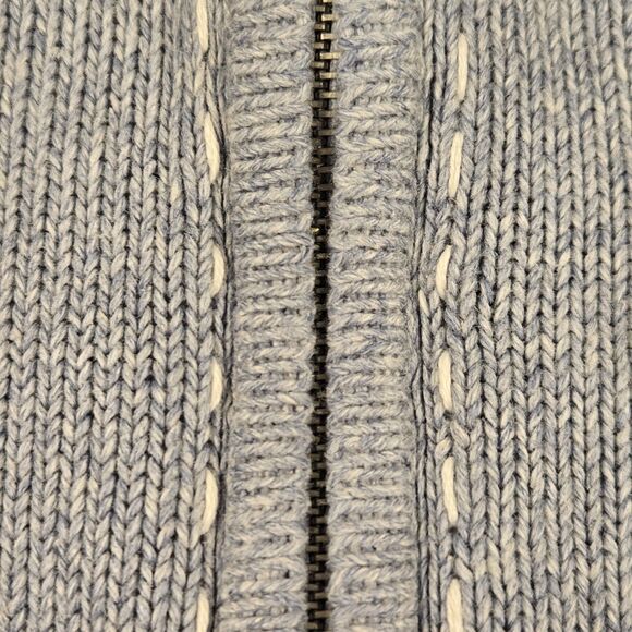 Snowflake Winter Christmas Sweater Womens Size Large Blue Full Zip Cardigan Silk - Picture 5 of 8